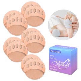 Keroius Honeycomb Fabric Forefoot Pads Breathable Soft Ball of Foot Cushion Pads, Invisible Women's Half Liner Socks Mat for Flats High Heels (5Pairs(beige))