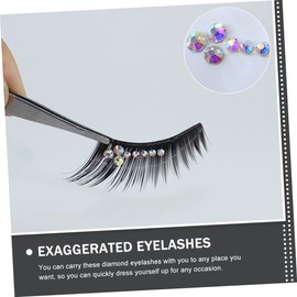 Healeved 5 Pairs Shiny Fake Eyelashes with Diamonds for Eye Catching Latin Dance Performance Natural Look Makeup Lashes for Parties Clubs Daily Wear