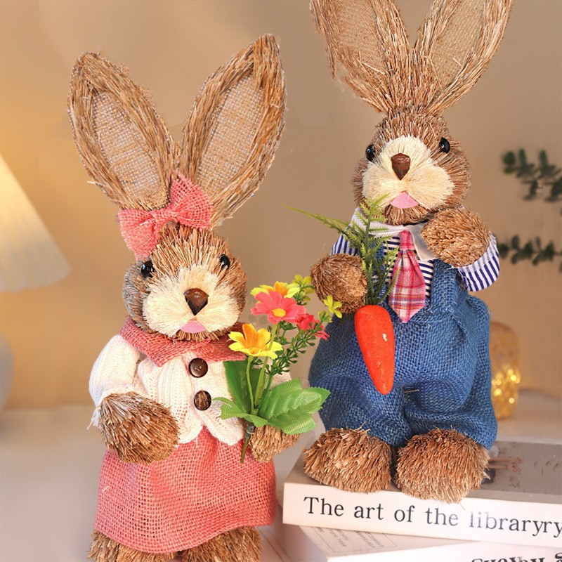 Children DIY Straw Bunny Set Parent Child Straw Rabbit Handmade