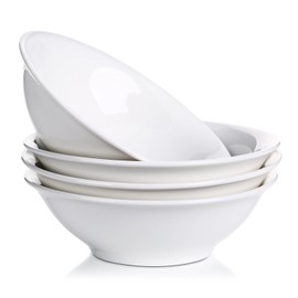 LIFVER 48 oz White Ceramic Bowls, Set of 4, Large Deep Bowls for Soup, Salad, Pasta, Noodle Pho, Cereal, Dishwasher & Microwave Safe