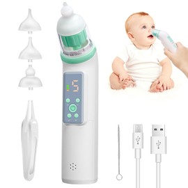 Aspirador Nasal Eléctrico, Limpiador de Nariz para Bebe con 5 niveles de succión y 3 puntas de silicona, Succionador de Mocos recargable con Música y Luz Calmante, para Recién Nacidos Bebés y Niños