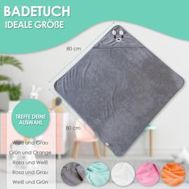 Pack of 2 Baby Towels with Hood 80 x 80 cm - Baby First Equipment Newborn - Hooded Towel Baby with Animals - Baby First Equipment - Baby Bath Towel - Bathrobe Baby with Animals - Baby Towel