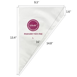 Webake 16 Inch Disposable Pastry Bag 100pcs Large Icing Piping Bags, Cake Decorating Bags Anti-Burst Cupcake Icing Bags for All Size Tips Couplers