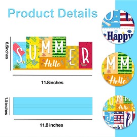 Double-Sided Summer Decorations for Home 4th of July Table Decorations Wooden Wood Table Sign Summer Home Decorations Indoor Patriotic Independence Day Memorial Day Decorations