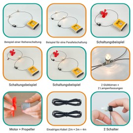 InputMakers - Starter Educational Electric Kit with Motor - Electronic Circuits Set, Electronic Kit Children, Electric Building Kit, Experiment Box for Children Science, DIY STEM