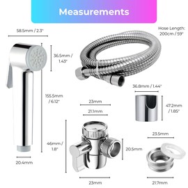 Tap Bidet Sprayer Kit for Baby Hygiene – 2m Hose, Brass Diverter – Douche Attachment for Bathroom Taps – Nappy Changes & Potty Training – Chrome & Black Variants (Style 4, Silver)