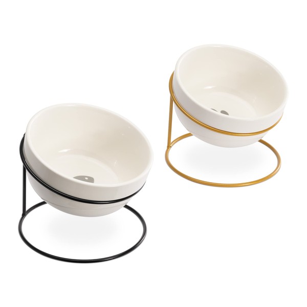 Navaris Tilted Pet Bowls with Stand (Set of 2) -