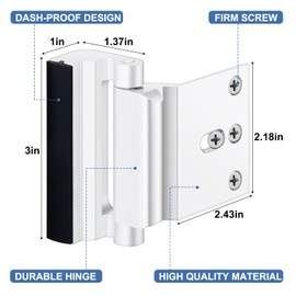 6 Pack Home Security Door Lock Reinforcement with 48 Pcs Screws Child Proof Door Locks for Doors Inside Upgrade Lock to Defend Your Home (White)