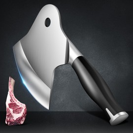 VCXOX Meat Bone Cleaver Knife for Meat Cutting Heavy Duty Butcher Axes Full Tang Chopper for Kitchen Outdoor BBQ Chirstmas Mother Father Gifts