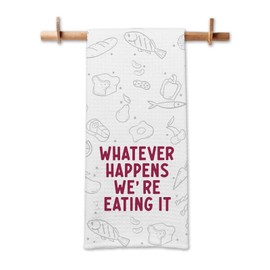 GOSJINNK Funny Kitchen Towels for Men, Whatever Happens We're Eating It Dishcloths, BBQ Grilling Cooking Decorative Towels, Hilarious Gag Gifts for Chefs, Father’s Day Birthday Gifts for Husband Dad