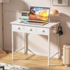 Furologee 32" Small White Computer Desk with 3 Fabric Drawers,