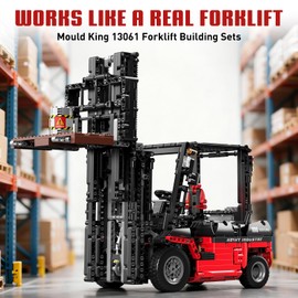 Mould King 13106 RC Forklift Truck Building Sets, MOC Remote Control Heavy-Duty Shelf Lifted Truck Building Block Kit, Construction for Adults Age 14+ (1904+ Pieces)