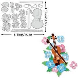BENECREAT Violin Cutting Dies Flowers Leaves Embossing Stencils Die Cutting Template for Paper Card Making Decoration DIY Scrapbooking Album