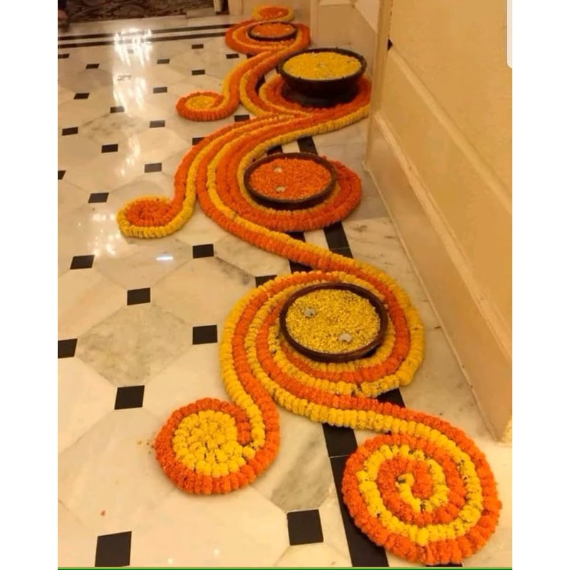 Estationeryhouse 5 feet long mixed Marigold Garlands artificial flower, wedding,