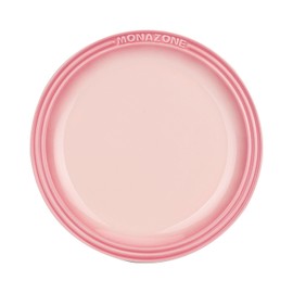 MDZF SWEET HOME Dinner Plate, 9 inch Ceramic Round Plate, Salad Plates Round Dish for Kitchen, Microwave & Dishwasher Safe (Pink)