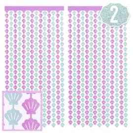 xo, Fetti Party Mermaid Shell Foil Curtain - Set of 2 | Mermaid Birthday Party Supplies, Under The Sea Decorations, Let's Shellabrate, Sea Creatures Favors, Ocean Animal