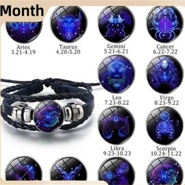 Rozozo 2Pcs Twelve zodiac spirit bracelet adjustable Twelve zodiac leather bracelet jewelry accessories for zodiac enthusiasts-Taurus