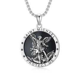 Shusukue Saint Michael/Sebastian/Saint Gabriel/Christoph/Guadalupe/Divina/Benedict/George Necklace, Sterling Silver Archangel Necklace, Religious Pendant, Amulet Jewellery for Christian, Sterling