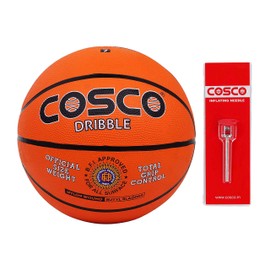 Cosco Dribble Basketball | Color: Orange | Size: 7 | Material Rubber | Nylon Winding | Performance Rubber | Durable | Deep Channel Design for Better Grip | for Adults