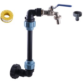 GIVIHGETI IBC Gooseneck 3/4 Outlet Tap Connection Set, IBC Container Tank Tap S60 x 6 Tap Stopcock 3/4 Inch IBC Adapter Tank Accessories for 1000L IBC Container, Rainwater Tank, Rain Barrel