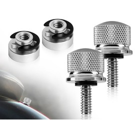 KAPSING 2 Pieces Silver Aluminium Motorcycle Seat Bolts and Nuts Accessories Compatible with Harley Davidson Street Glide (1/4 inch - 20 Thread)
