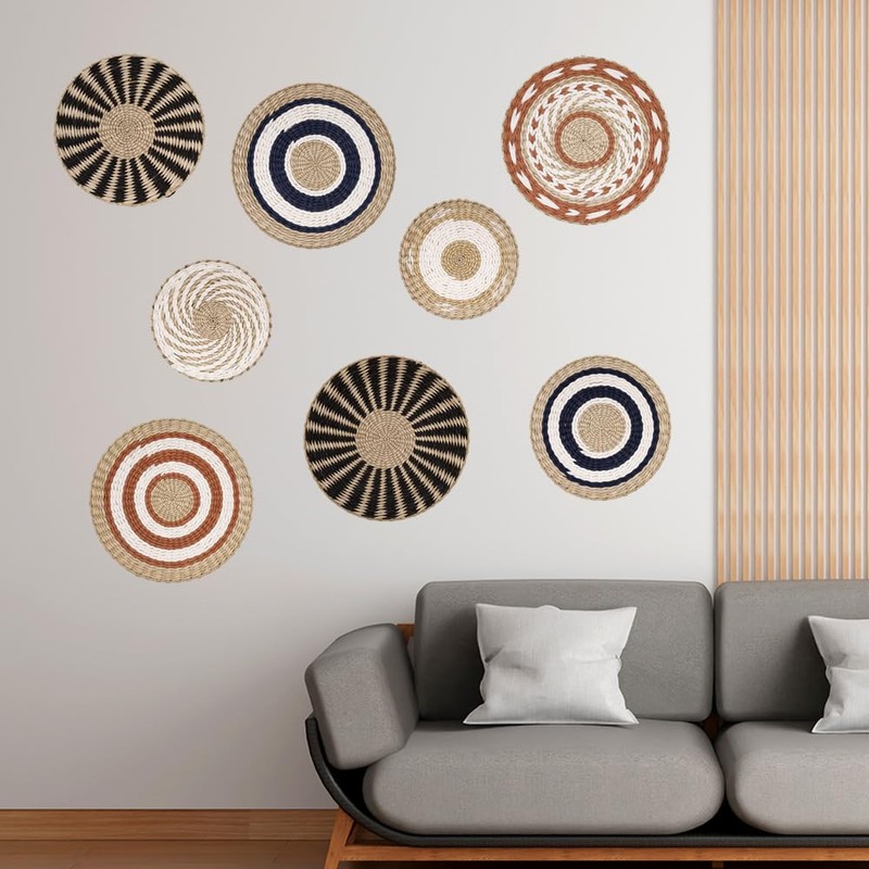 DECCARO Boho Wall Basket, Black, Medium