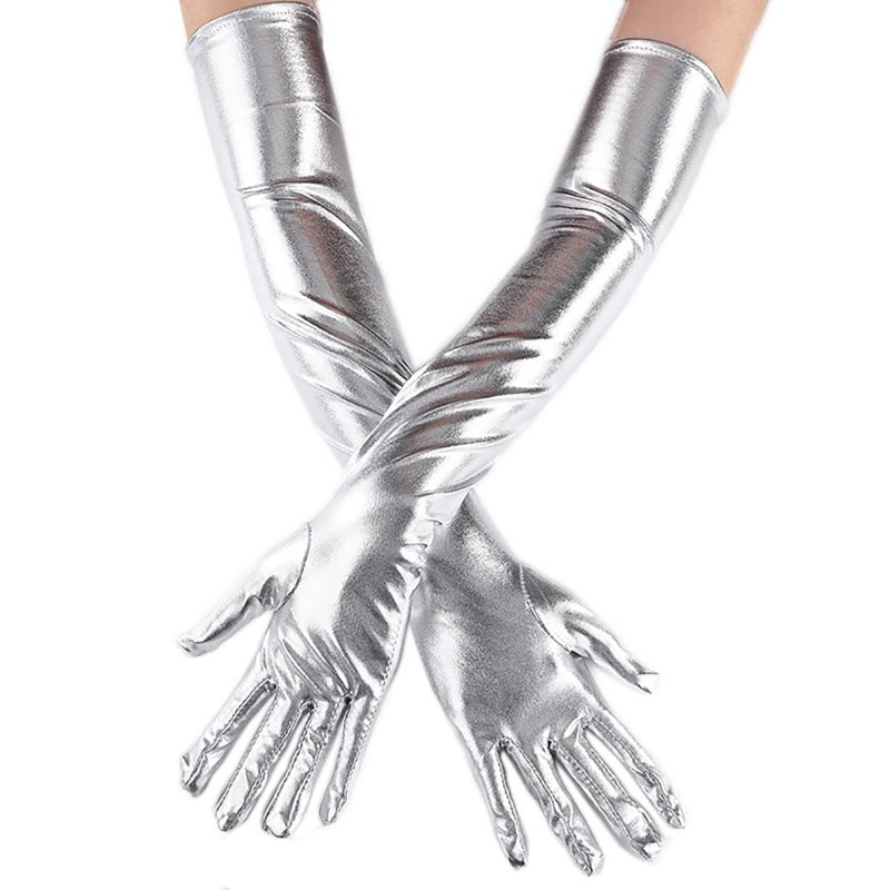 Sheface Men's and Women's 19" Shiny Metallic Long Gloves &
