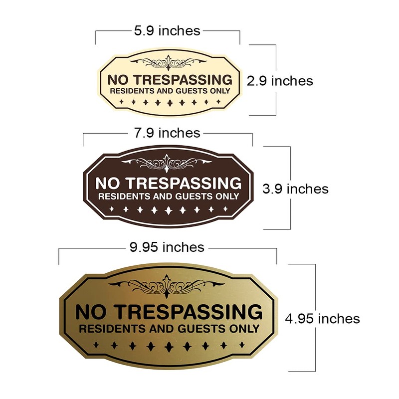 Victorian No Trespassing Residents and Guests Only Sign (Black Gold)