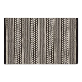 DII Woven Rugs Collection Hand-Loomed, 2x3', Black Dobby Stripe