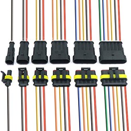 GFFG Waterproof Electrical Connector Wire Connector 6 Kit 1P2P3P4P5P6P Way 1.5mm Series Terminals Water Resistend and Rubber Seal with 10cm Wire Weatherpack Connectors Marine for Car, Truck, Boat…