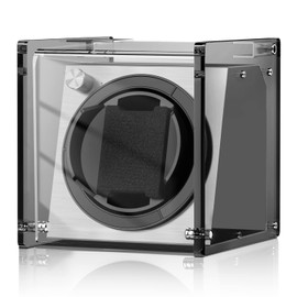 Watch Winder for Single Automatic Watches - Rainbow Watch Winder Box with Quiet Motor 4 Rotation Mode Setting Grey