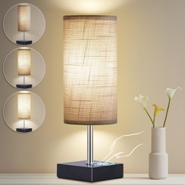 AVV Cordless Table Lamp, Battery Operated Lamp for Night Stand, 3 Modes Battery Powered Wireless Table Lamp, Touch Control Rechargeable Lamp for Bedroom, Living Room, Reading Room, 12 Inch Grey