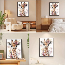 MEIYUDA Paint by Numbers Adult Giraffe Animal, Paint by Numbers Craft Set, Paint by Numbers, DIY Set with Brushes and Acrylic Paints, Hand Painted Oil Painting Canvas for Home Décor, 30 x 40 cm