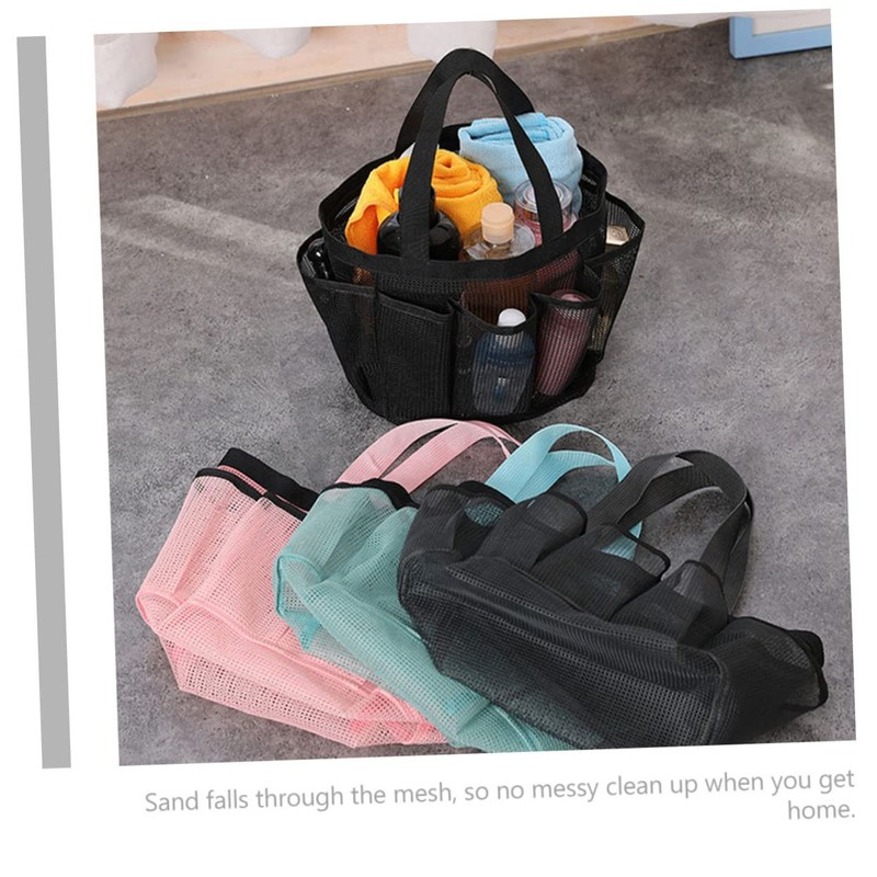 CHILDWEET Multi-pocket Beach Tote Bag for Travel Versatile Mesh Storage