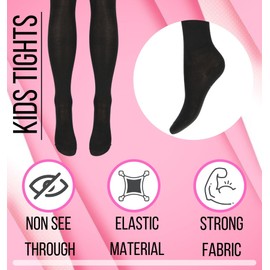 hi!mom Girl's Classic Color Tights Plain Thick Kids Tights For Girls Semi Opaque Non See Through Tights Extreme Solid Soft Pantyhose for Play Dance School Uniform, Sizes from 3 to 13 Years