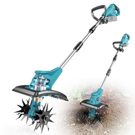 Cordless Tiller Cultivator Compatible with Makita 18V: MtiolHig Tiller for Gardening 360RPM Electric Garden Tiller, Brushless Rototiller 9" Width 6.3" Depth for Lawn/Soil Cultivation (No Battery)