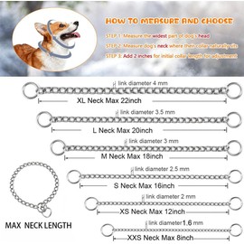 Silver Choke Collar for Dogs Metal Slip Link Dog Chain Collars Heavy Duty Training Martingale Dog Choker Collars for XXS XS Small Medium Large Breed Pets Boys Girls, S