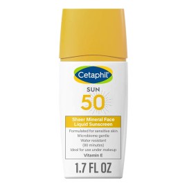 Protector Cetaphil Solar Facial Mineral En Gotas SPF 50 50ml - Ligero Invisible Rápida Absorción - Apto Para Piel Sensible - Con Vitamina E y Antioxidantes - Uso Diario