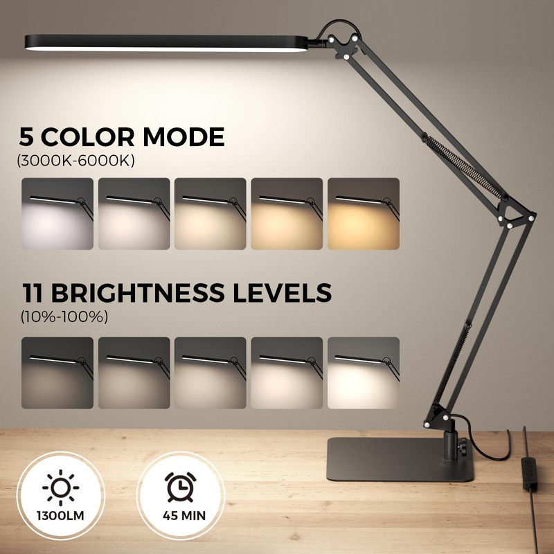 SKYLEO LED Desk Lamp with Slim Base - Adjustable Swing
