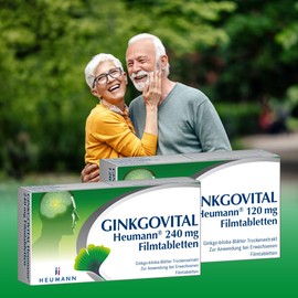 Heumann GINKGOVITAL Heumann? 120 mg Filmtabletten C Natrliche Untersttzung fr Ged?chtnis & Konzentration bei altersbedingt nachlassender Leistungsf?higkeit, mit Ginkgo-Biloba-Bl?tter-Trockenextrakt, 60 St