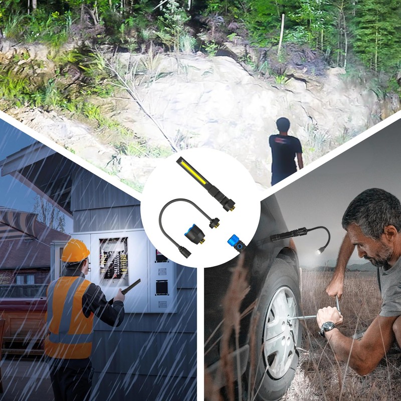 Interchangeable Heads System 3 in 1 Rechargeable Mechanic Light Kit,