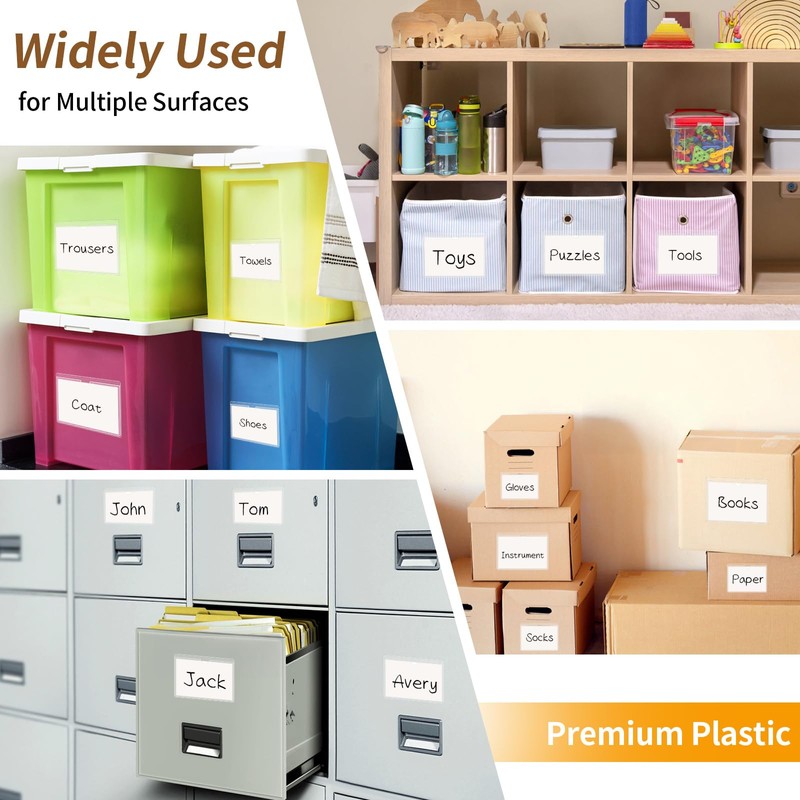 NIUBIER Storage Bin Labels, 36 Pack Clear Adhesive Pockets, Index