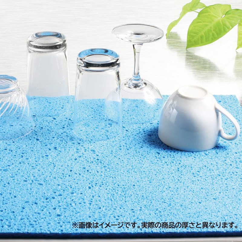 ベストコ セルローズ 水切りマット キッチン 食器 吸水 極厚タイプ 約22.5×31cm ブルー MA-194