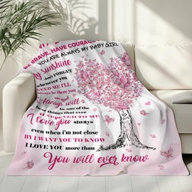 to My Daughter Gifts from Mom Dad, Daughter Blanket from Mom, Adult Daughters Birthday Gifts, Gift for Daughters from Moms, Pink Throw Blanket Christmas Valentines Mothers Day Decor 50''x 60''