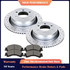 DAMAIAUTOMALL Rear Brakes and Rotors Brake Ceramic Pads Disc Brakes Kit for For F-150 6 Lugs