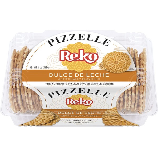 Reko Pizzelle Authentic Italian Style Waffle Cookie, Dulce de Leche, 7 Ounce (Pack of 1)