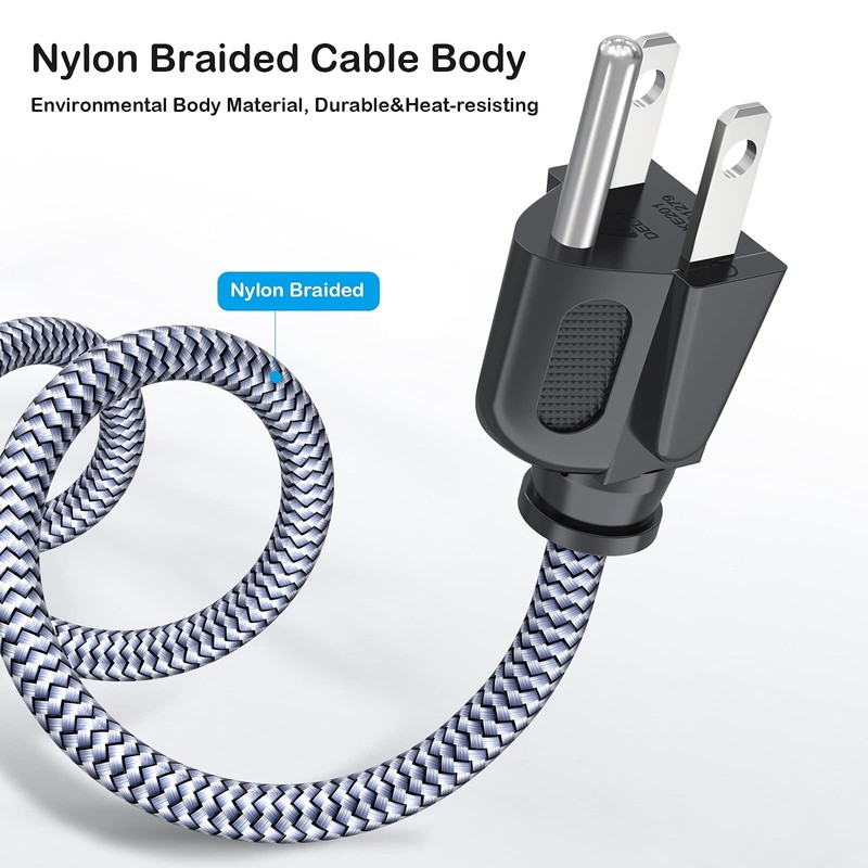 Power Cord, Goalfish 15FT AC Power Cable 10A 250V Nylon