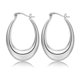 ASH'S CHOICE Sterling Silver 925 Earrings Large Hoop Earrings Oval Drop Earrings Gold for Women Hypoallergenic Earrings Chunky Lightweight Chunky Thick Hoop Earrings Medium Earrings Twisted Oval Hoop