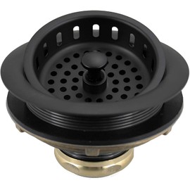 Westbrass A214-62 3-1/2" Post Style Large Kitchen Sink Basket Strainer, Matte Black