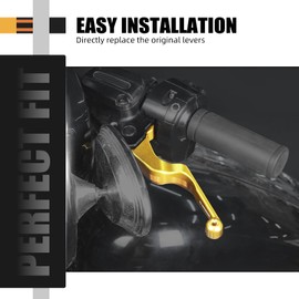 NICECNC Gold Hand Levers Brake Clutch Rod Compatible with Harley Road King Classic FLHRC 2017-2020, Ultra Limited FLHTK 2017-2020Replacement for 42859-06B, 36700249, See Fitment